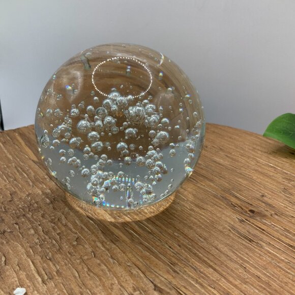 Clear Glass Controlled Bubbles Ball Vintage Paperweight - Picture 3 of 7
